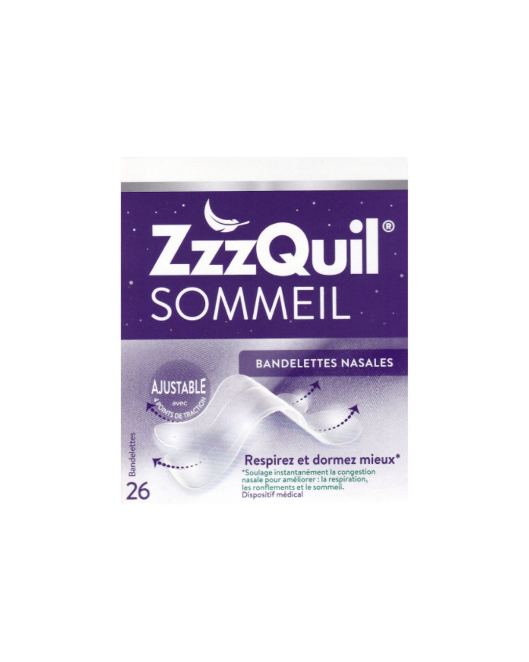 image ZzzQuil Sommeil Bandelettes Nasales x26